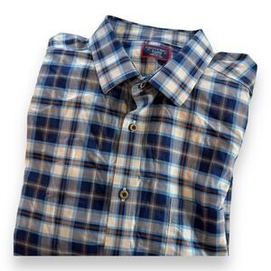 UNTUCKit Mens XL Shirt "Luke" Wrinkle Free Blue Plaid Button Long Sleeve